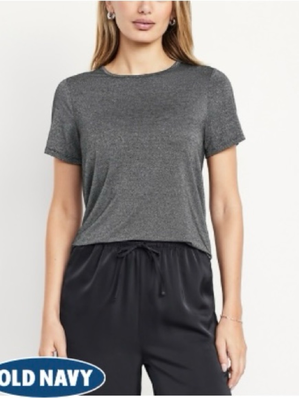 Luxe Crew-Neck Shine T-Shirt BNWT